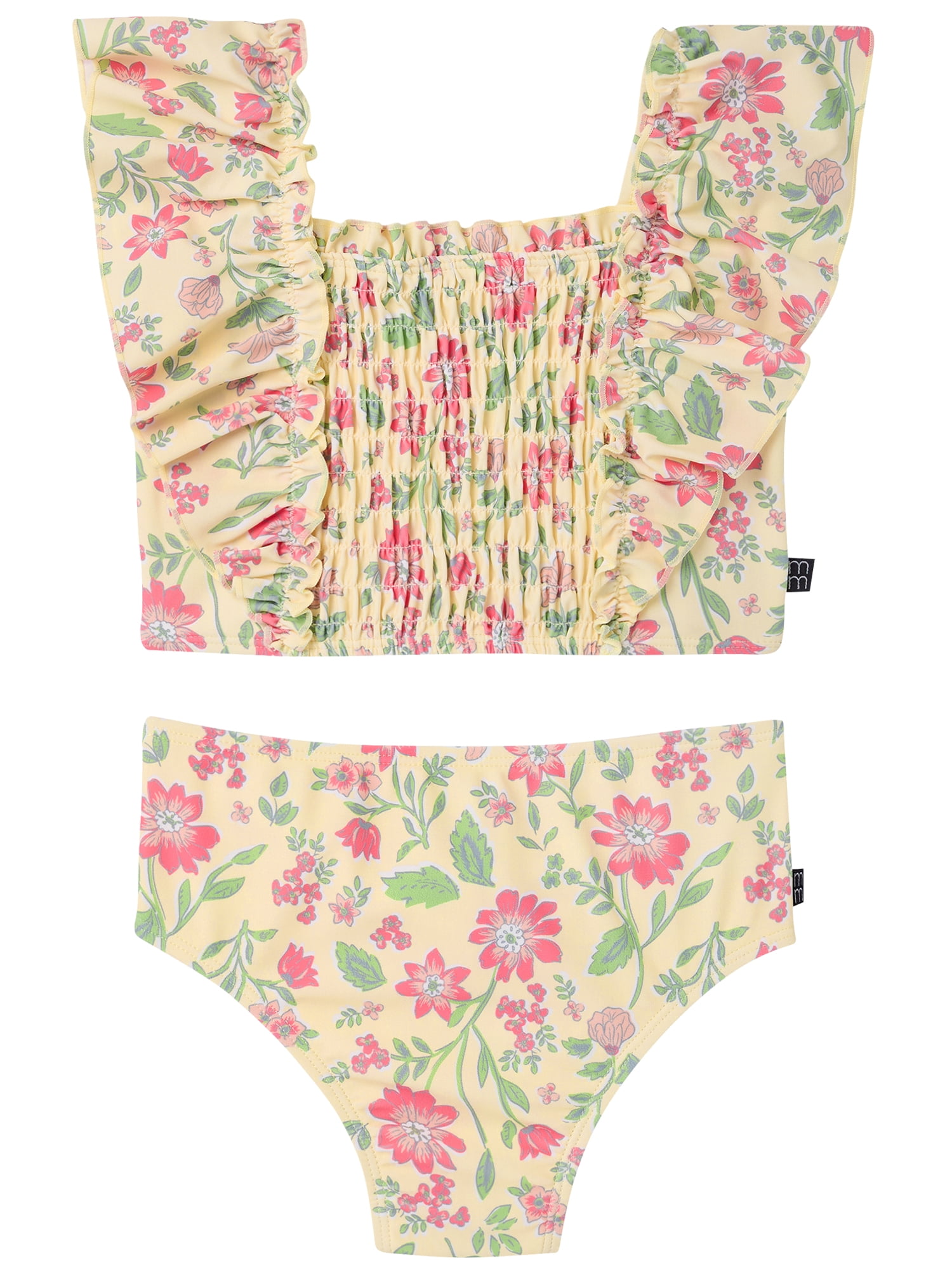 by Gerber Toddler Girl Two- Piece Swimsuit with Double Ruffle, Sizes 12M-5T
