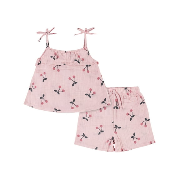 Modern Moments by Gerber Toddler Girls Gauze Tank Top and Short, 2 Piece Outfit Set, (12M - 5T)