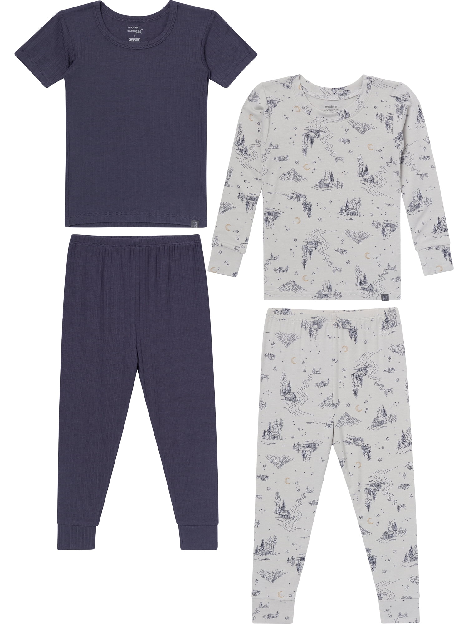 Modern Moments by Gerber Toddler Neutral Super Soft Pajama Set, 4-Piece, Sizes 12 Months-5T