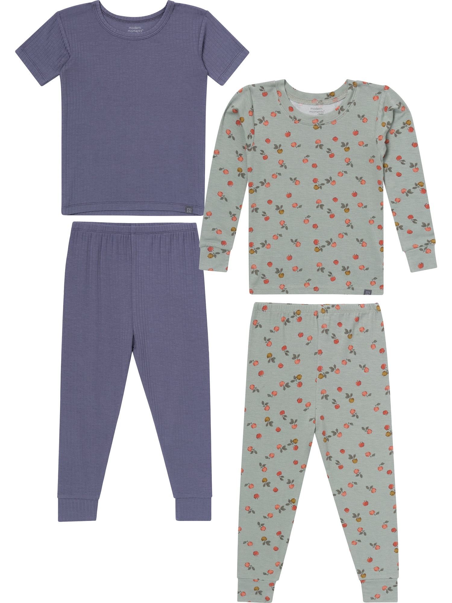 Modern Moments by Gerber Toddler Neutral Super Soft Pajama Set, 4-Piece, Sizes 12 Months-5T