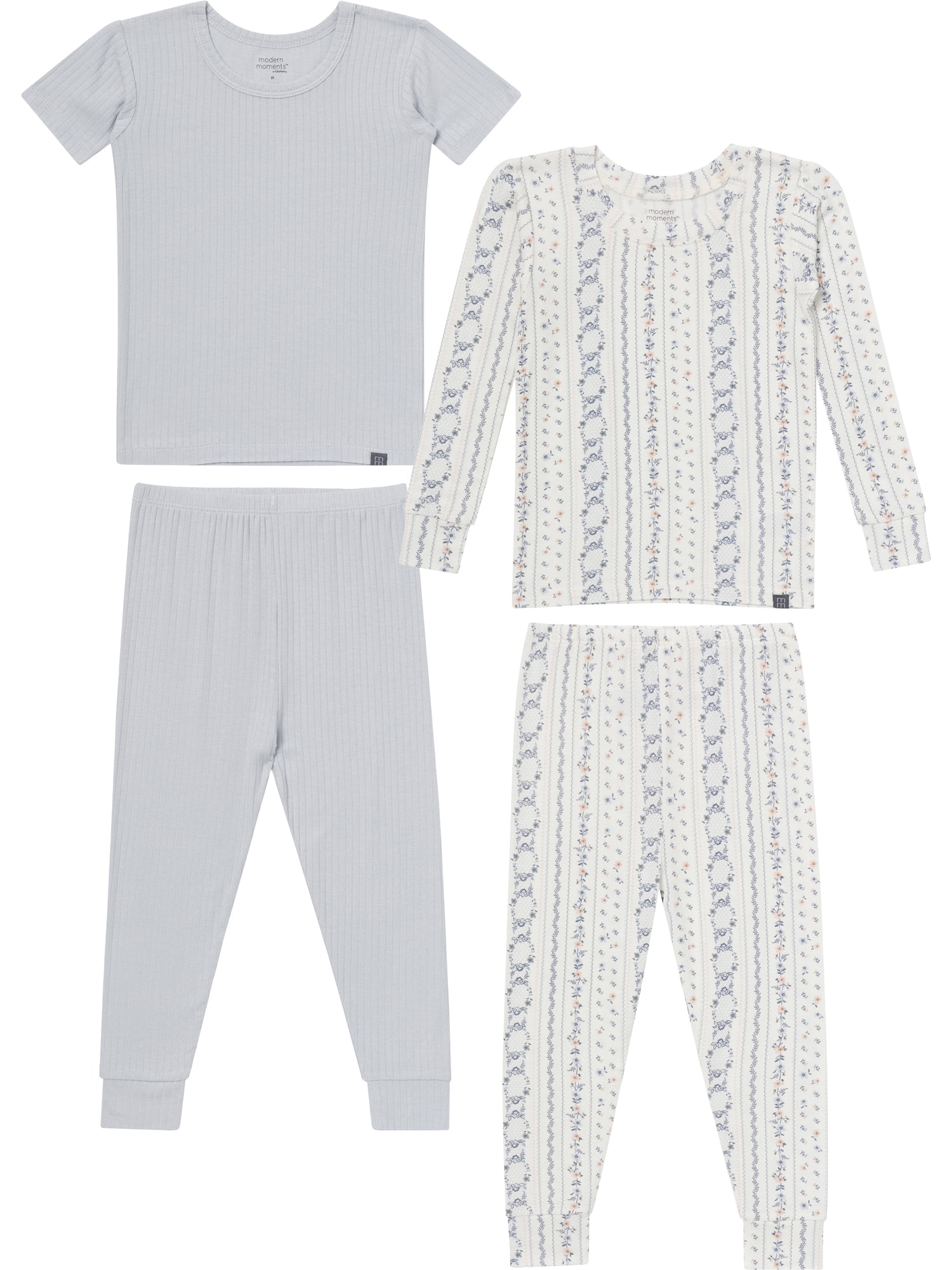 Modern Moments by Gerber Toddler Neutral Super Soft Pajama Set, 4-Piece, Sizes 12 Months-5T