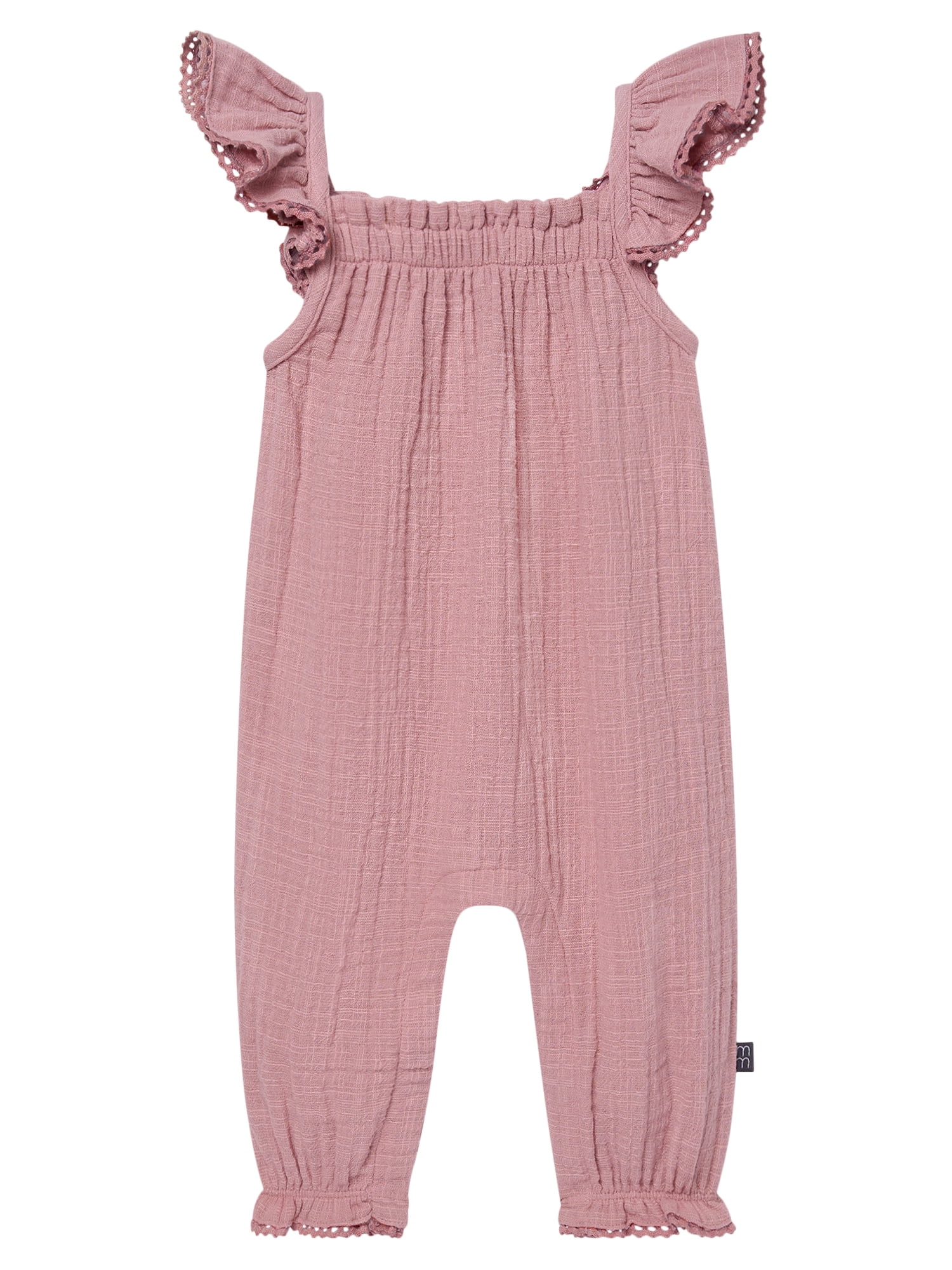 Modern Moments by Gerber baby Girl Long Leg Romper with Novelty Trim Detail, Sizes 0/3 Months - 24 Months