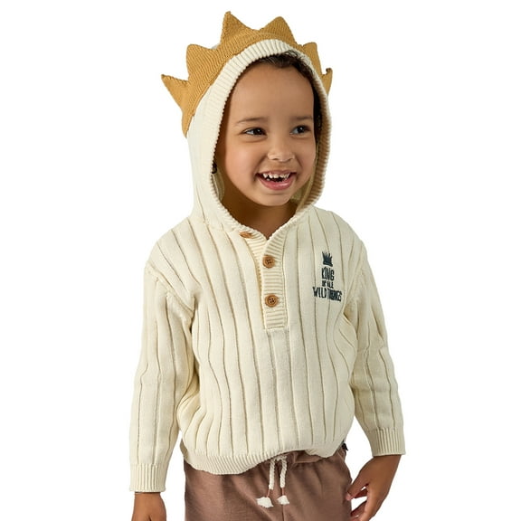Modern Moments x Where the Wild Things Are Toddler Neutral Hooded Sweater, Sizes 12M-5T