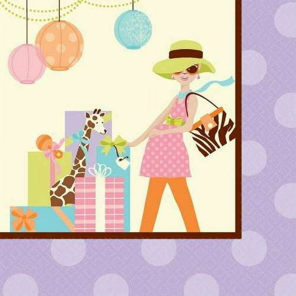 Modern Mommy Giraffe Animal Print Baby Shower Party Paper Luncheon Napkins