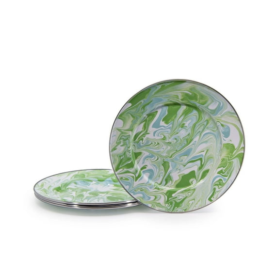 Golden Rabbit Enamelware Modern Monet Pattern - Set of 4 - 10.5 inch Dinner Plates - Golden Rabbit Enamelware