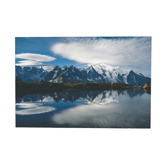 Modern Mont Blanc Mountain Landscape Floating Framed Canvas Art –High-Resolution Nature Wall Art,Premium Scenic Mountain Peak Print For Home Decor