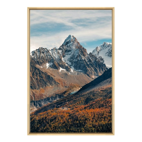 Modern Mont Blanc Mountain Landscape Floating Framed Canvas Art –High-Resolution Nature Wall Art,Premium Scenic Mountain Peak Print For Home Decor