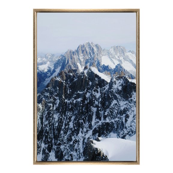 Modern Mont Blanc Mountain Landscape Floating Framed Canvas Art –High-Resolution Nature Wall Art,Premium Scenic Mountain Peak Print For Home Decor
