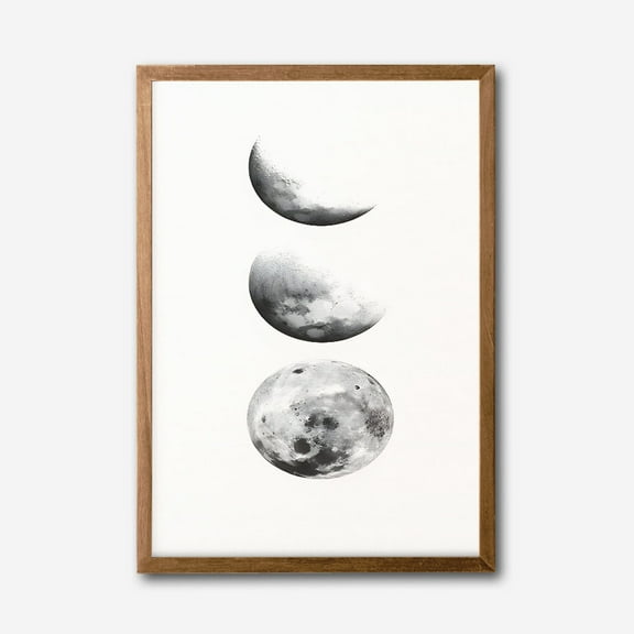 Modern Moon Phases Canvas Wall Art &ndash; Minimalist Black and White Astronomy Print