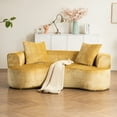 thumbnail image 1 of Modern Moon Shaped Sleeper Sofa with Deep Seat, No Assembly Required Convertible Sofa Bed in Yellow Chenille Fabric for Small Spaces, 1 of 9