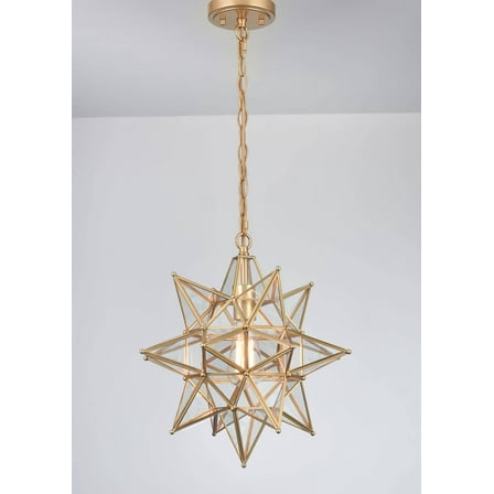 Modern Moravian Star Pendant Light Boho Gold Hanging Light 16 Inch