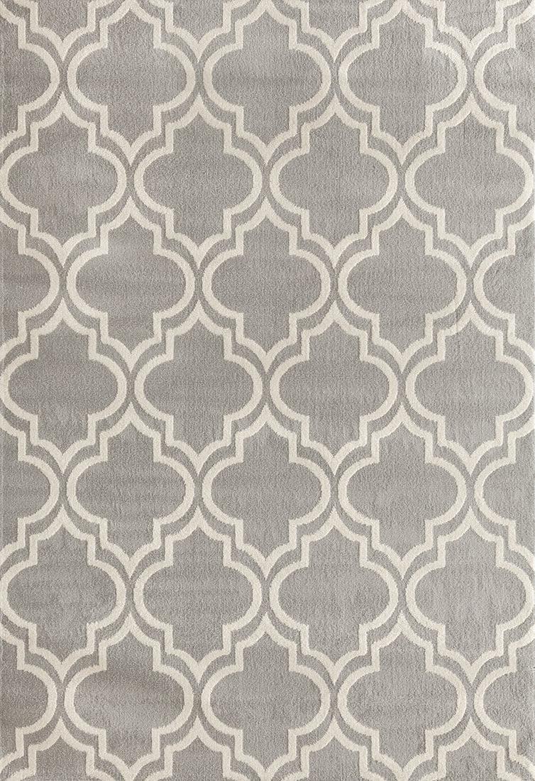 Modern Moroccan Trellis Grey Area Rug or Runner