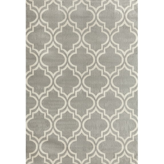 Modern Moroccan Trellis Grey Area Rug or Runner