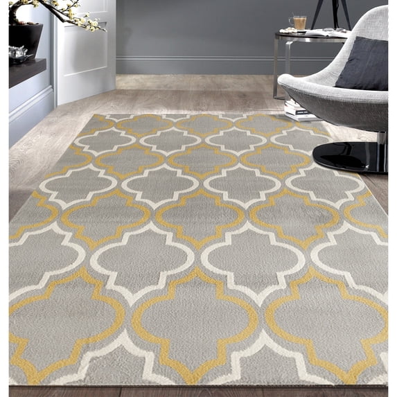 Modern Moroccan Trellis Gray/Yellow 5'x7' Area Rug