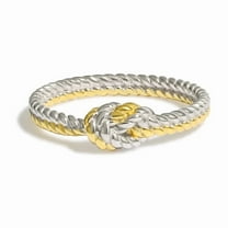 Modern Mother Daughter Ring, 925 Sterling Silver & Gold Knot, Size #7