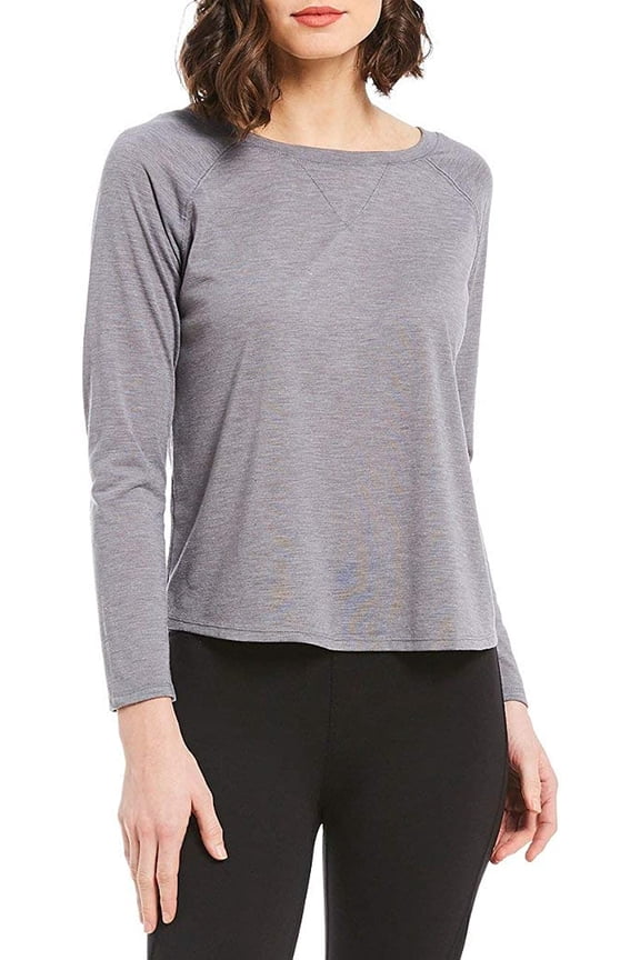Half Moon Drapey-Back Slub Jersey Lounge Top, Heather Grey (Small)