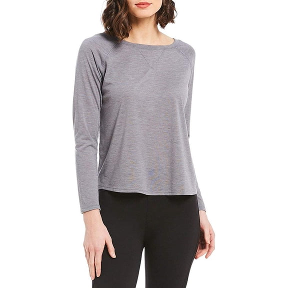 Modern Movement Half Moon Drapey-Back Slub Jersey Lounge Top, Heather Grey, medium