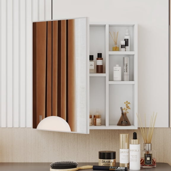 Modern Multi-Function MDF Frame Mirror Cabinet, Wall Mounted Mirror Cabinet For Bathroom, 2 Color