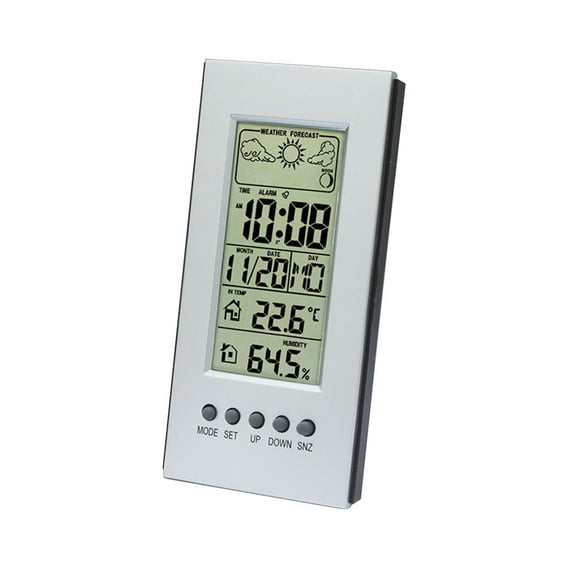 Howooi Modern Multi-Function LCD Weather Station Clock with Temperature, Humidity, Thermometer, Calendar and Display