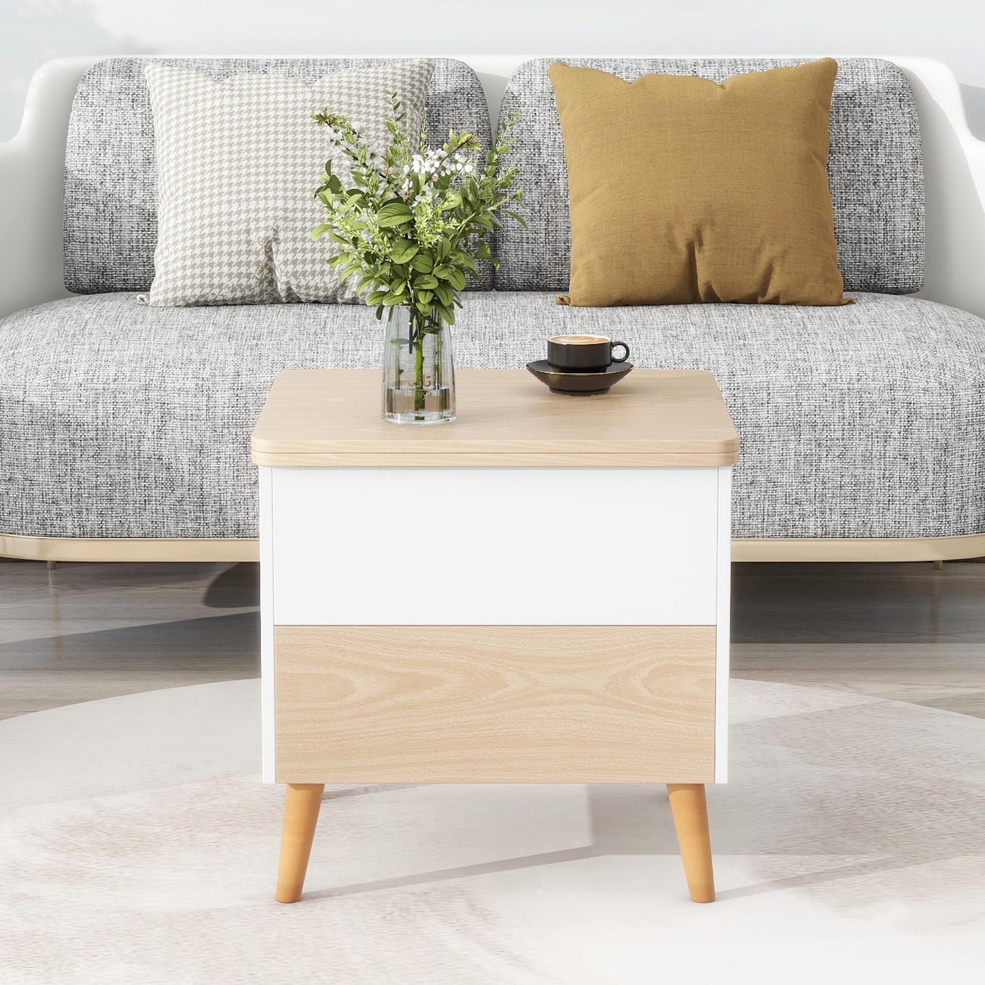 Modern Multifunctional Coffee Table Extendable with Storage & Lift Top