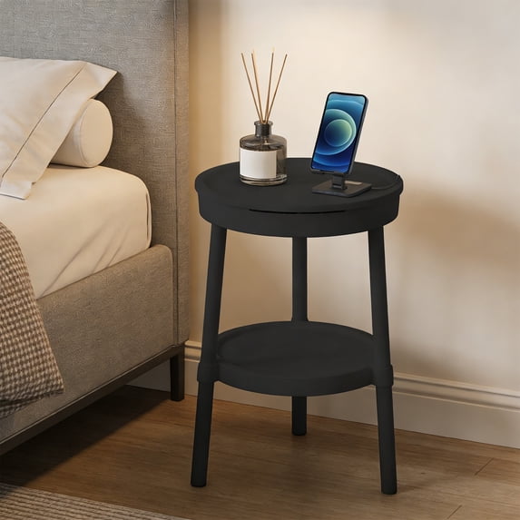 Modern Multifunctional Side Table with Drawer and Storage Shelf for Living Room Bedroom Office