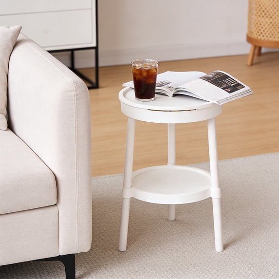 Modern Multifunctional Side Table with Drawer and Storage Shelf for Living Room Bedroom Office