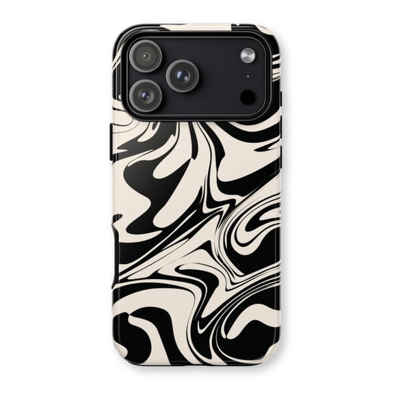 Modern Muse Black Swirl Case for iPhone 11 12 13 14 15 16 17 Pro Max Plus