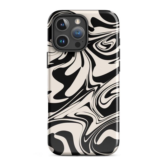 Modern Muse Phone Case with iPhone 17 to 11 Pro Max Black Swirl Cover