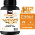 thumbnail interactive-video image 1 of Force Factor Modern Mushrooms, Mushroom Supplement with Lion’s Mane, Cordyceps & Reishi for Energy, Focus, Immune Health & Digestion, 90 Capsules, 1 of 10