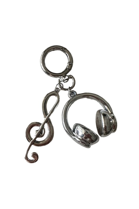 Modern Music Lover Keychain With Headphone And Note Detail Lightweight Acrylic Charm Suitable For Gifts Decoration