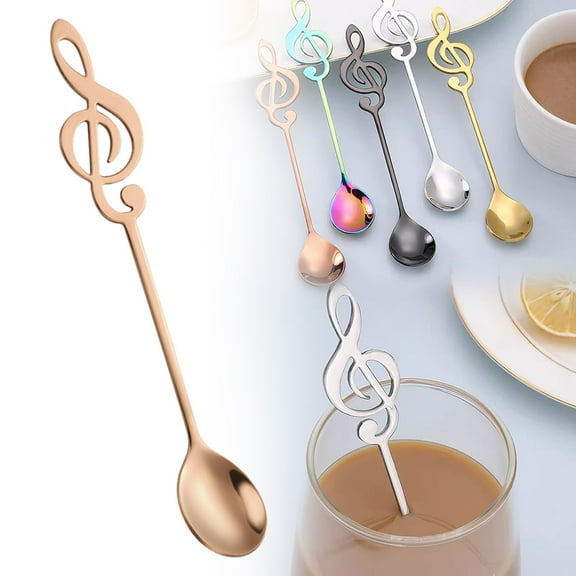 Modern, Musically Themed Stainless Steel Dessert Spoons for Coffee, Tea, and Desserts,Coffee Spoon Stainless Dessert Spoon Fashionable and Music Theme Coffee Tea and Dessert Utensils,
