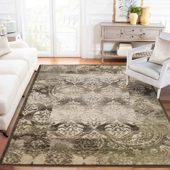 BNM Mystique Modern Damask Indoor Area Rug, 5' x 8', Brown