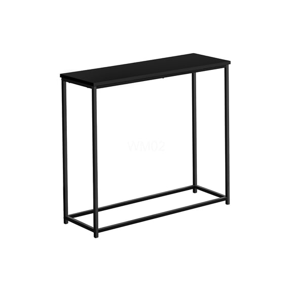 Modern Narrow Console Table with Black Metal Frame & Laminate Top, Entryway Sofa Table for Living Room Bedroom