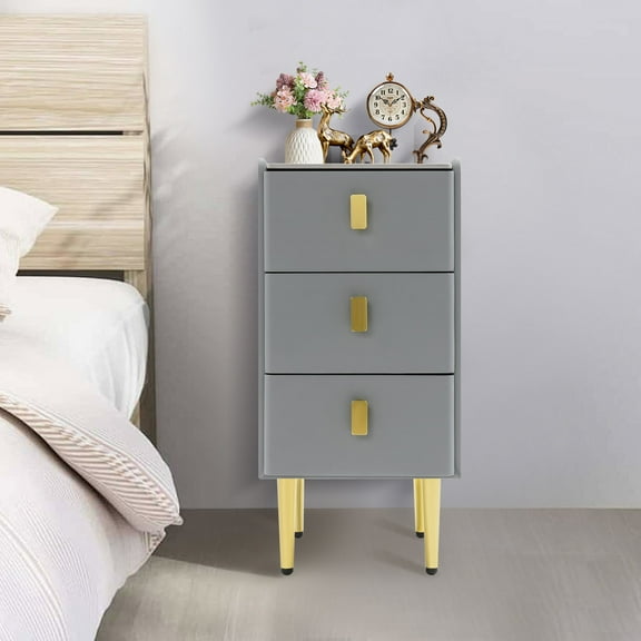 Modern Narrow Nightstand with 3 Drawers Bedside Table for Bedrooms 40*30*60cm Narrow Side Table Leather