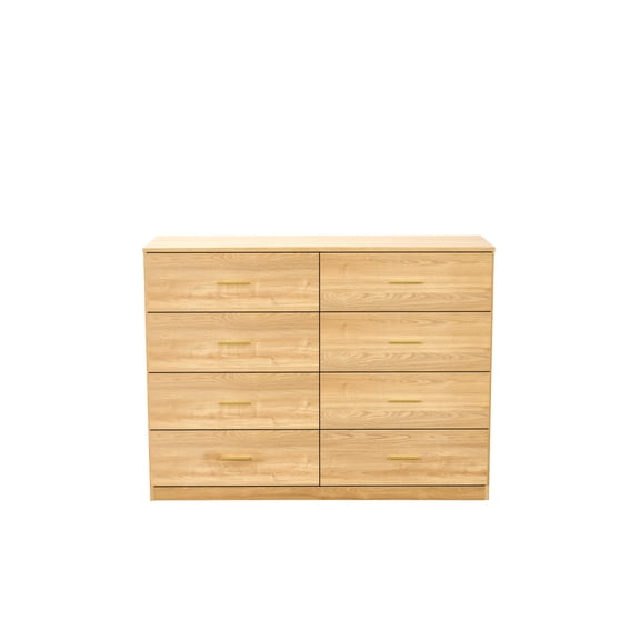 Modern Natural 8-Drawer Dresser for Bedroom - Ample Storage Wide Chest of Drawers, Sturdy & Safe