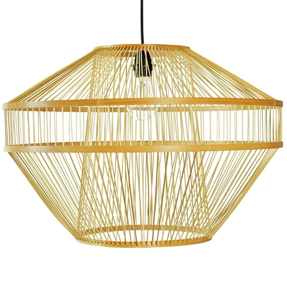 Modern Natural Bamboo Chandelier Hanging Light shade for Entryway and Living Room