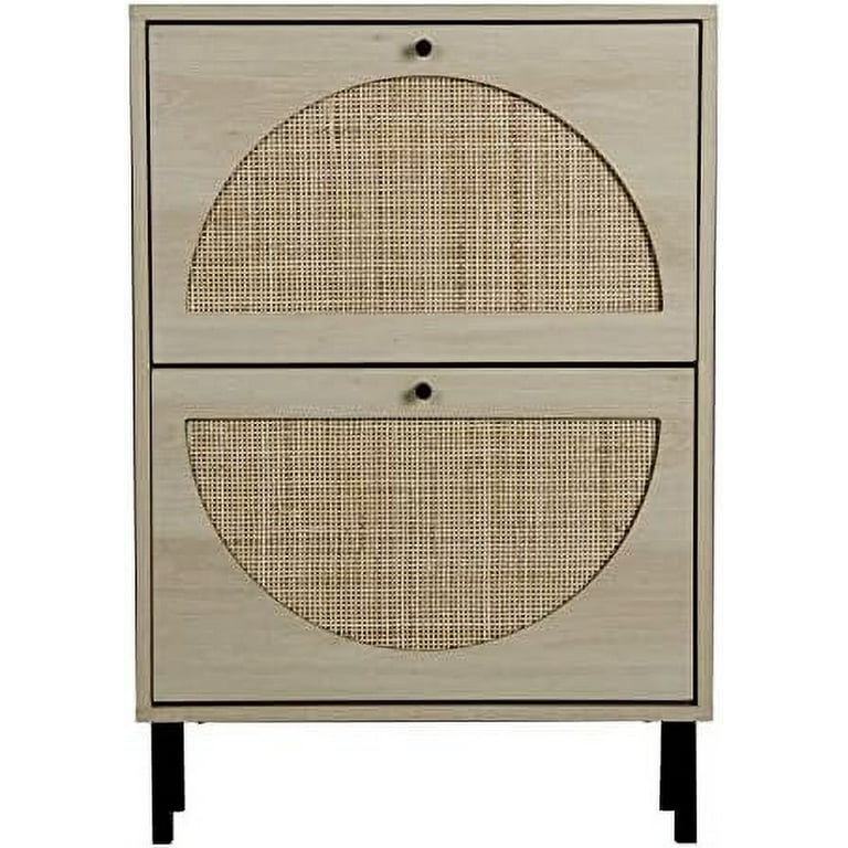  Angel Sar Rattan Shoe Cabinet with 2 Flip Drawers