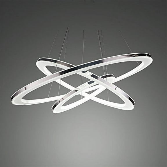 Modern Nature White LED Acrylic Pendant light with 3 Rings Max 35 W Chrome Finish