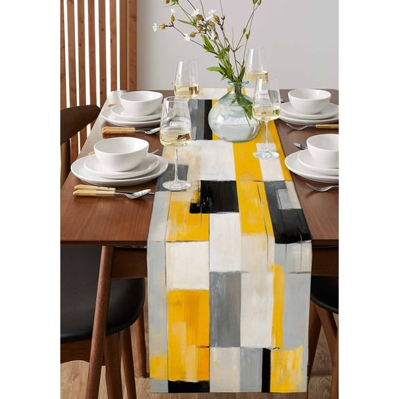 Modern Navy Blue Cowhide Table Runner 13x72in Non-Slip Cotton Linen Table Runners, Classic Leather Texture Dresser Scarves TableRunner for Dinner Kitchen Dining Wedding Party