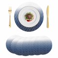thumbnail image 1 of Modern Navy Blue Round 13 Inch Placemats Set of 6, Abstract Ombre Geometric Morocco HeatResistant Non Slip Place Mats for Dining Table, Wipeable Braided Kitchen Table Mats for Housewarming, 1 of 9