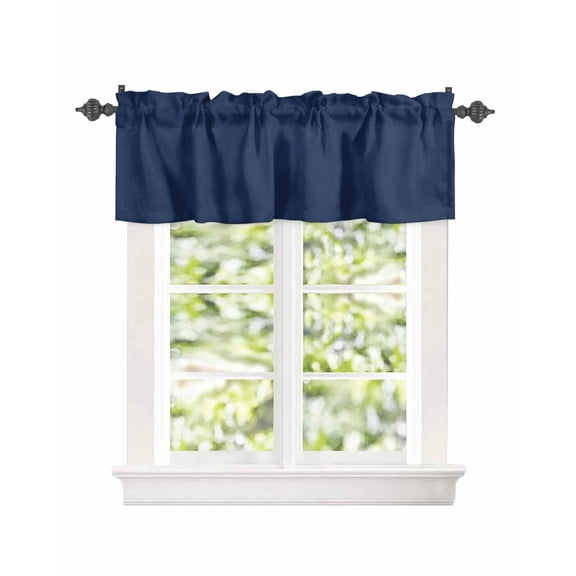 Modern Navy Blue Window Valances for Kitchen,Rod Pocket Valance Privacy Small Curtain,Minimalist Art Window Treatment Drapes for Bedroom Laundry Room Farmhouse Home Decor 54x18in