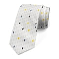 thumbnail image 1 of Modern Necktie, Polka Dots Geometric, Dress Tie, 3.7", Grey White Yellow, by Ambesonne, 1 of 3