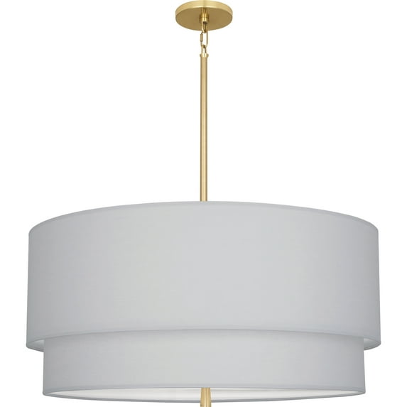 Modern Nested Fabric Shade Pendant Light - Srkashlteni Collection | Gray Fabric, Brass Finish, E26 Socket - 30 Inch Wide, 100W Max, UL Listed