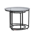 thumbnail image 1 of Modern Nesting Coffee Table Set of 2 - 23.6" Round Glass End Tables with Metal Frame for Living Room, Bedroom, Balcony, 1 of 10