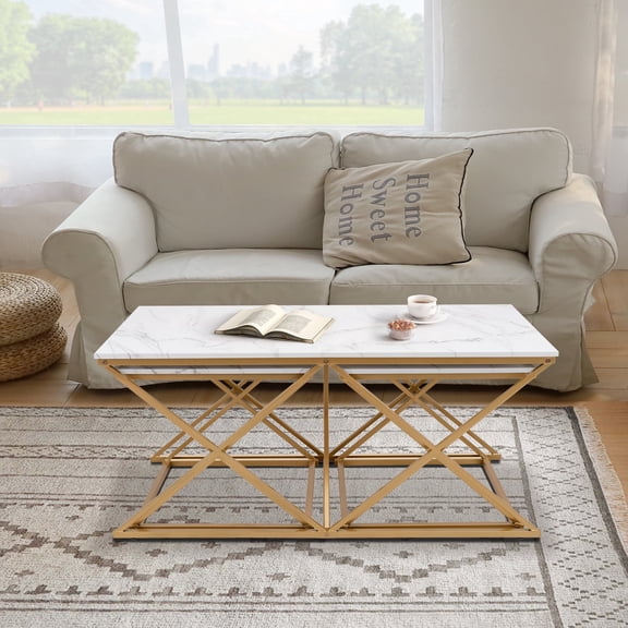 Modern Nesting Coffee Table Set of 3 with 2 Square End Tables