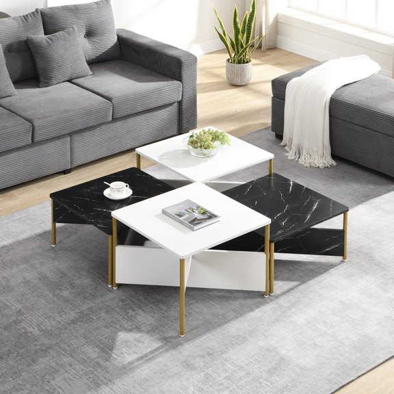 Modern Nesting Coffee Tables Set of 4,Free Adjustable Shape Square Accent Table