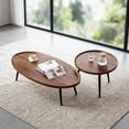 thumbnail image 1 of Modern Nesting Side Table Set of 2, Walnut Coffee Tables for Living Room, Mid Century Modern Nesting Side Tables for Living Room Farmhouse End Table for Small Spaces Sofa Bedside Balcony Walnut, 1 of 6