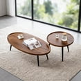 thumbnail image 1 of Modern Nesting Side Table Set of 2 Walnut Coffee Tables for Living Room Mid Century Modern Nesting Side Tables for Living Room Farmhouse End Table for Small Spaces Sofa Bedside Balcony Walnut, 1 of 7
