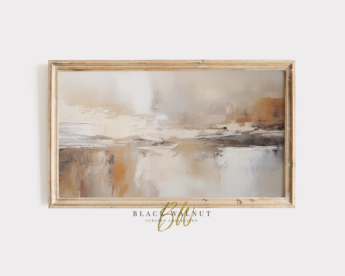 Screen Scaver Abstract Modern Neutral Abstract Wall Art, Muted Beige Tan Brush Strokes, Rustic ...