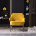 thumbnail image 1 of Modern New Soft Velvet Material Yellow Ergonomics Accent Chair Living Room Chair With Gold More Stabler Adjustable Legs For Indoor Home, 1 of 7